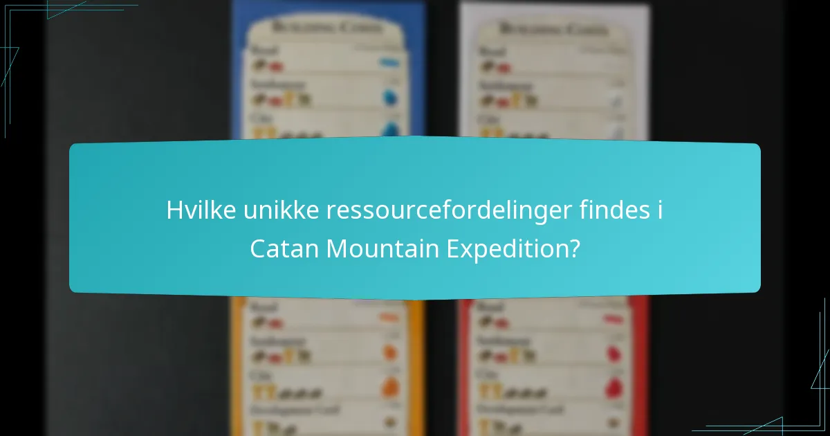 Hvilke unikke ressourcefordelinger findes i Catan Mountain Expedition?